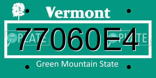 77060E4 Vermont License Plate