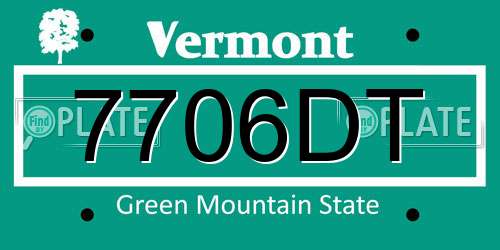 7706DT Vermont License Plate