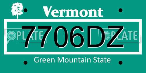 7706DZ Vermont License Plate