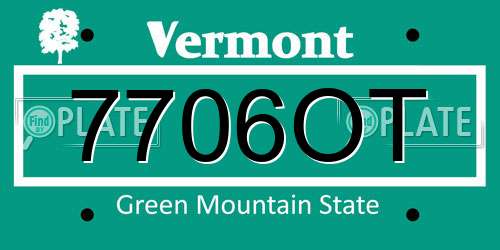 7706OT Vermont License Plate