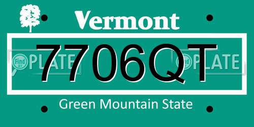 7706QT Vermont License Plate