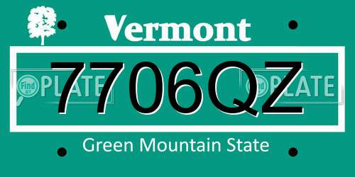 7706QZ Vermont License Plate