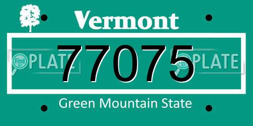 77075 Vermont License Plate