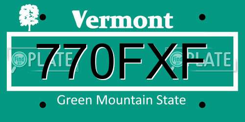 770FXF Vermont License Plate