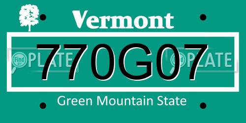 770G07 Vermont License Plate