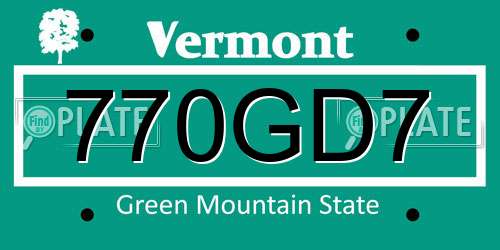770GD7 Vermont License Plate
