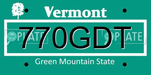 770GDT Vermont License Plate