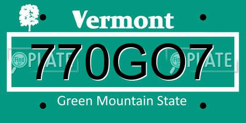 770GO7 Vermont License Plate