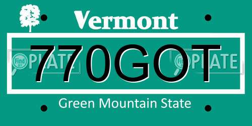 770GOT Vermont License Plate