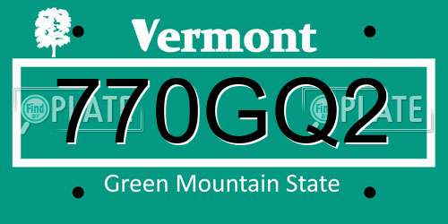 770GQ2 Vermont License Plate