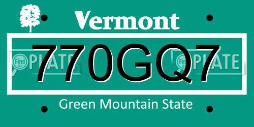 770GQ7 Vermont License Plate