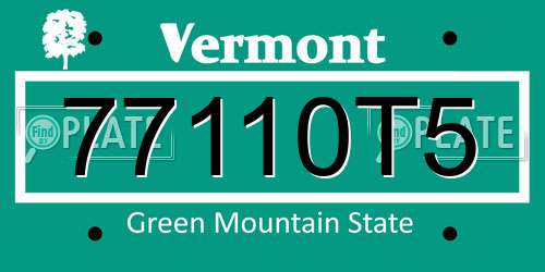 77110T5 Vermont License Plate
