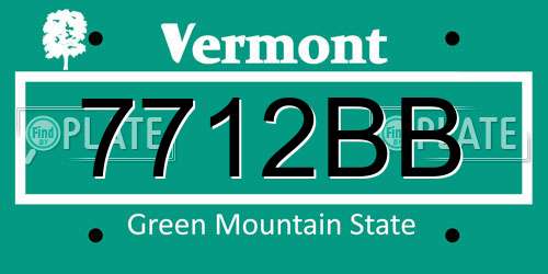 7712BB Vermont License Plate