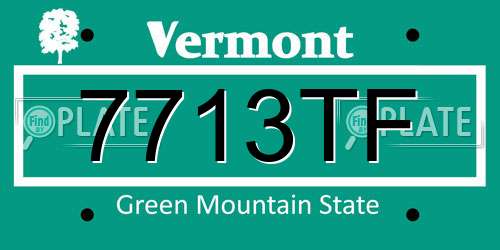 7713TF Vermont License Plate