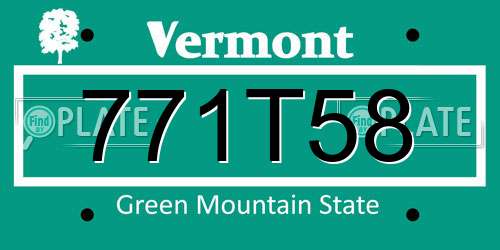 771T58 Vermont License Plate