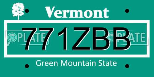 771ZBB Vermont License Plate