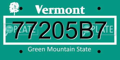 77205B7 Vermont License Plate