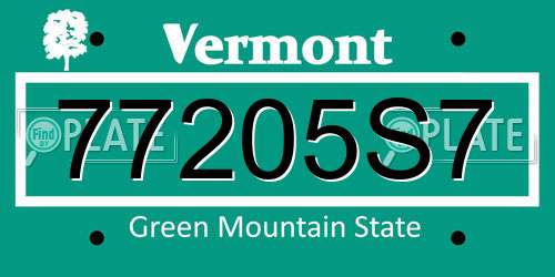 77205S7 Vermont License Plate