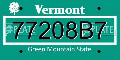 77208B7 Vermont License Plate