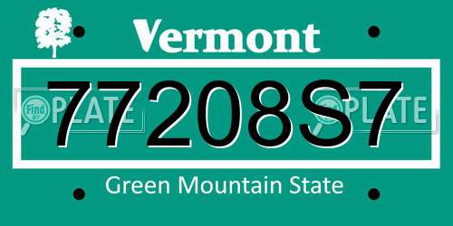 77208S7 Vermont License Plate