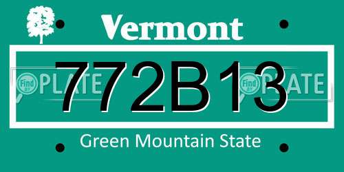 772B13 Vermont License Plate