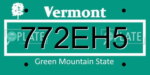 772EH5 Vermont License Plate