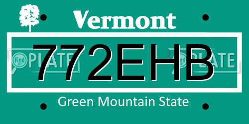 772EHB Vermont License Plate