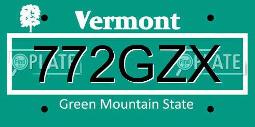 772GZX Vermont License Plate