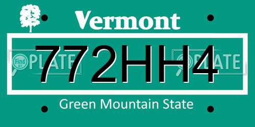 772HH4 Vermont License Plate