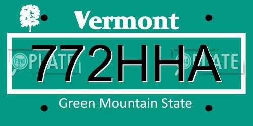 772HHA Vermont License Plate