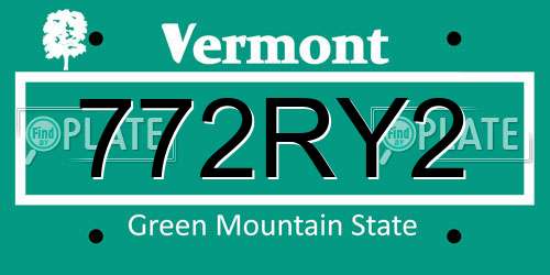 772RY2 Vermont License Plate