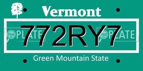 772RY7 Vermont License Plate