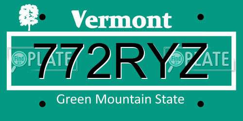 772RYZ Vermont License Plate