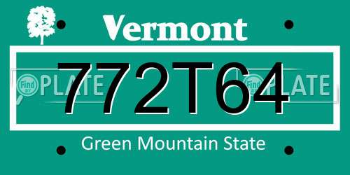 772T64 Vermont License Plate