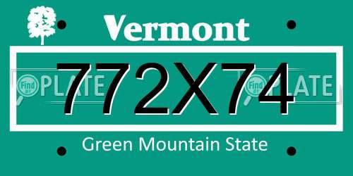 772X74 Vermont License Plate