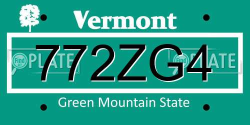 772ZG4 Vermont License Plate