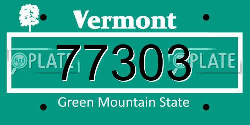 77303 Vermont License Plate