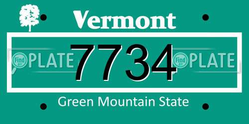 7734 Vermont License Plate