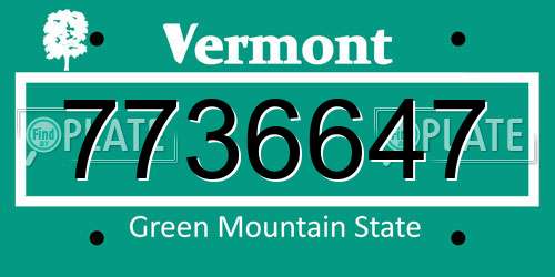 7736647 Vermont License Plate