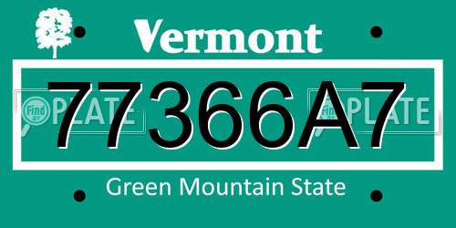 77366A7 Vermont License Plate