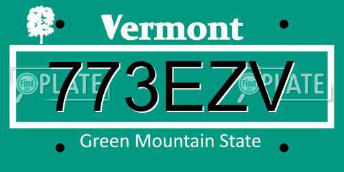 773EZV Vermont License Plate