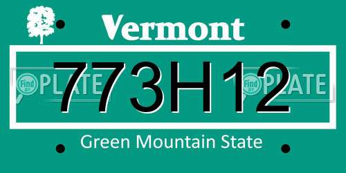 773H12 Vermont License Plate