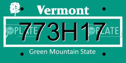 773H17 Vermont License Plate