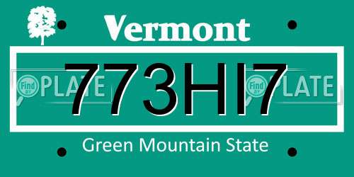 773HI7 Vermont License Plate