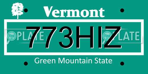 773HIZ Vermont License Plate