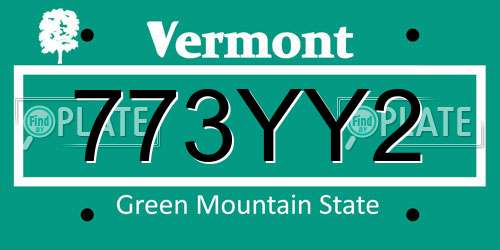 773YY2 Vermont License Plate