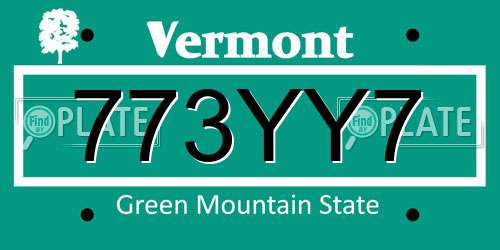 773YY7 Vermont License Plate