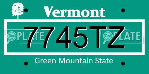 7745TZ Vermont License Plate
