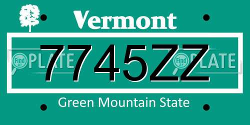 7745ZZ Vermont License Plate