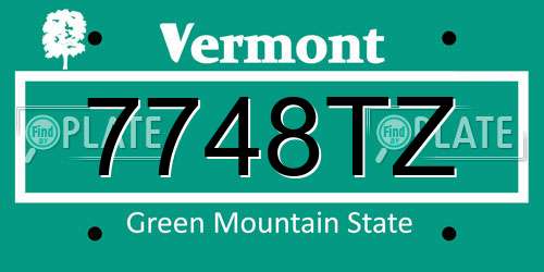 7748TZ Vermont License Plate